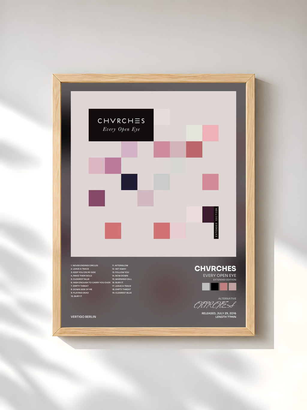 #bois Tableau de l'album Every Open Eye (Extended Edition) de CHVRCHES, cadre en bois brut, imprimé et encadré en France