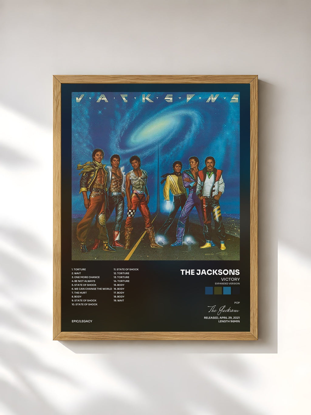#bois Tableau de l'album Victory (Expanded Version) de The Jacksons, cadre en bois brut, imprimé et encadré en France
