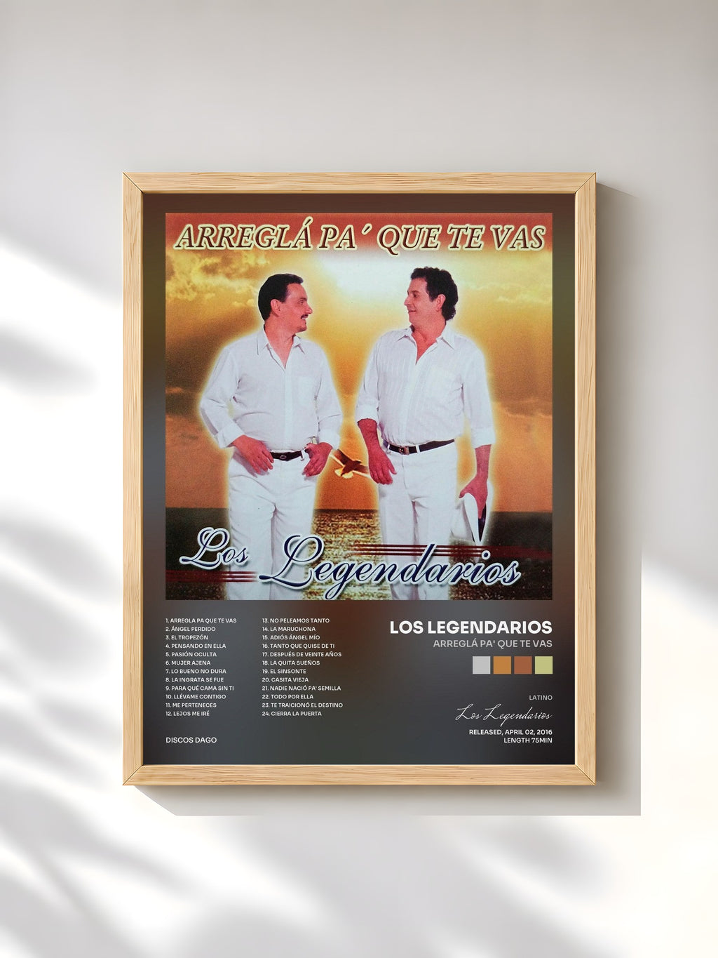 #bois Tableau de l'album Arreglá Pa' Que Te Vas de Los Legendarios, cadre en bois brut, imprimé et encadré en France