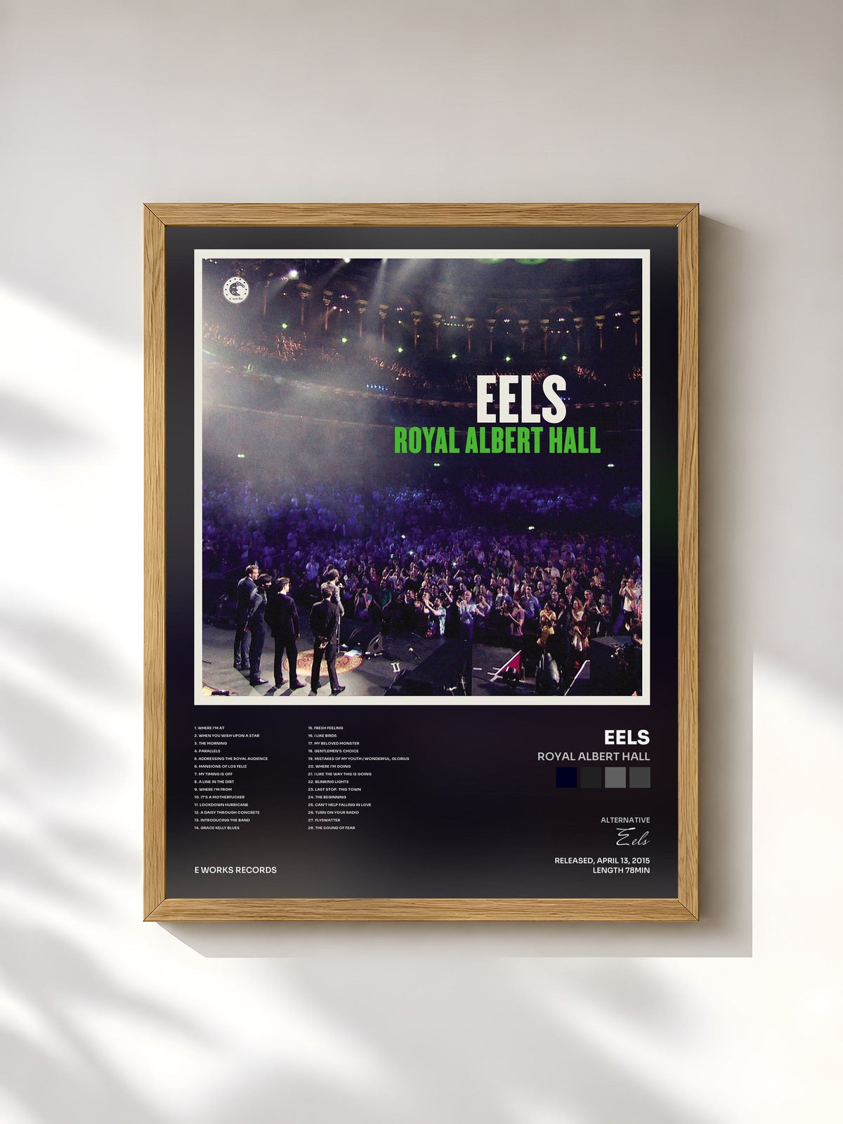 #bois Tableau de l'album Royal Albert Hall de Eels, cadre en bois brut, imprimé et encadré en France