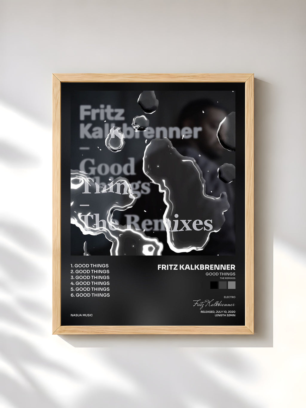 #bois Tableau de l'album Good Things (The Remixes) de Fritz Kalkbrenner, cadre en bois brut, imprimé et encadré en France