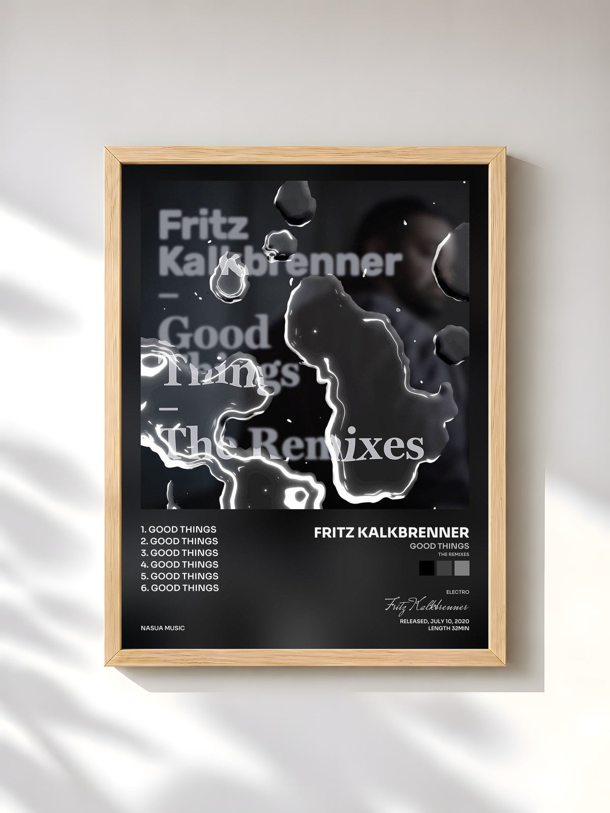 #bois Tableau de l'album Good Things (The Remixes) de Fritz Kalkbrenner, cadre en bois brut, imprimé et encadré en France