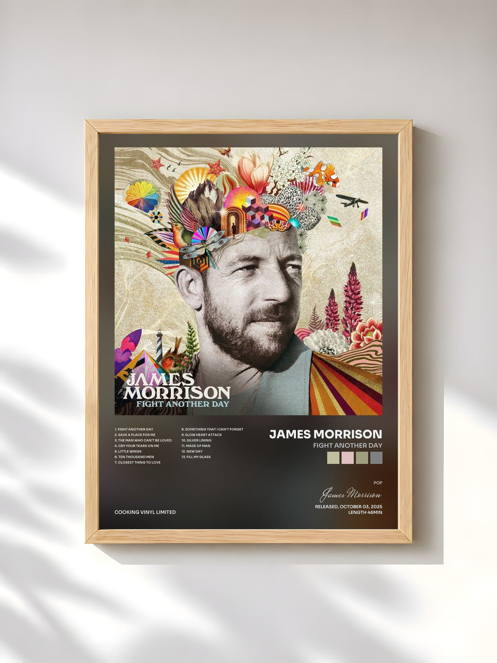 #bois Tableau de l'album Fight Another Day de James Morrison, cadre en bois brut, imprimé et encadré en France