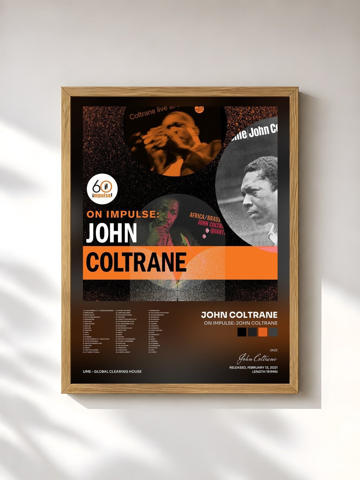 #bois Tableau de l'album On Impulse: John Coltrane de John Coltrane, cadre en bois brut, imprimé et encadré en France