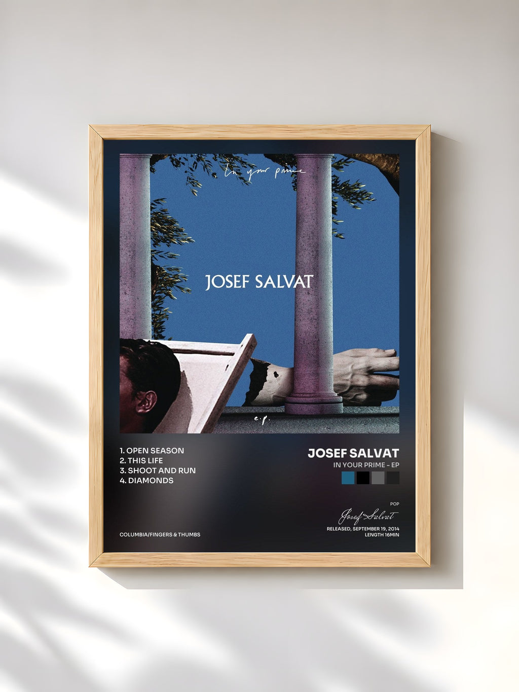 #bois Tableau de l'album In Your Prime - EP de Josef Salvat, cadre en bois brut, imprimé et encadré en France