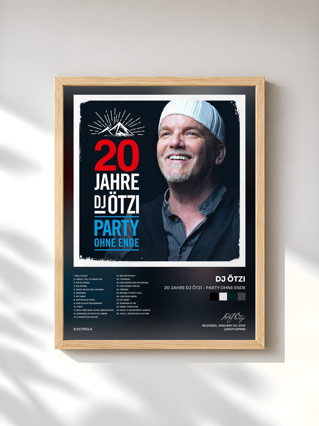 #bois Tableau de l'album 20 Jahre DJ Ötzi - Party ohne Ende de DJ Ötzi, cadre en bois brut, imprimé et encadré en France