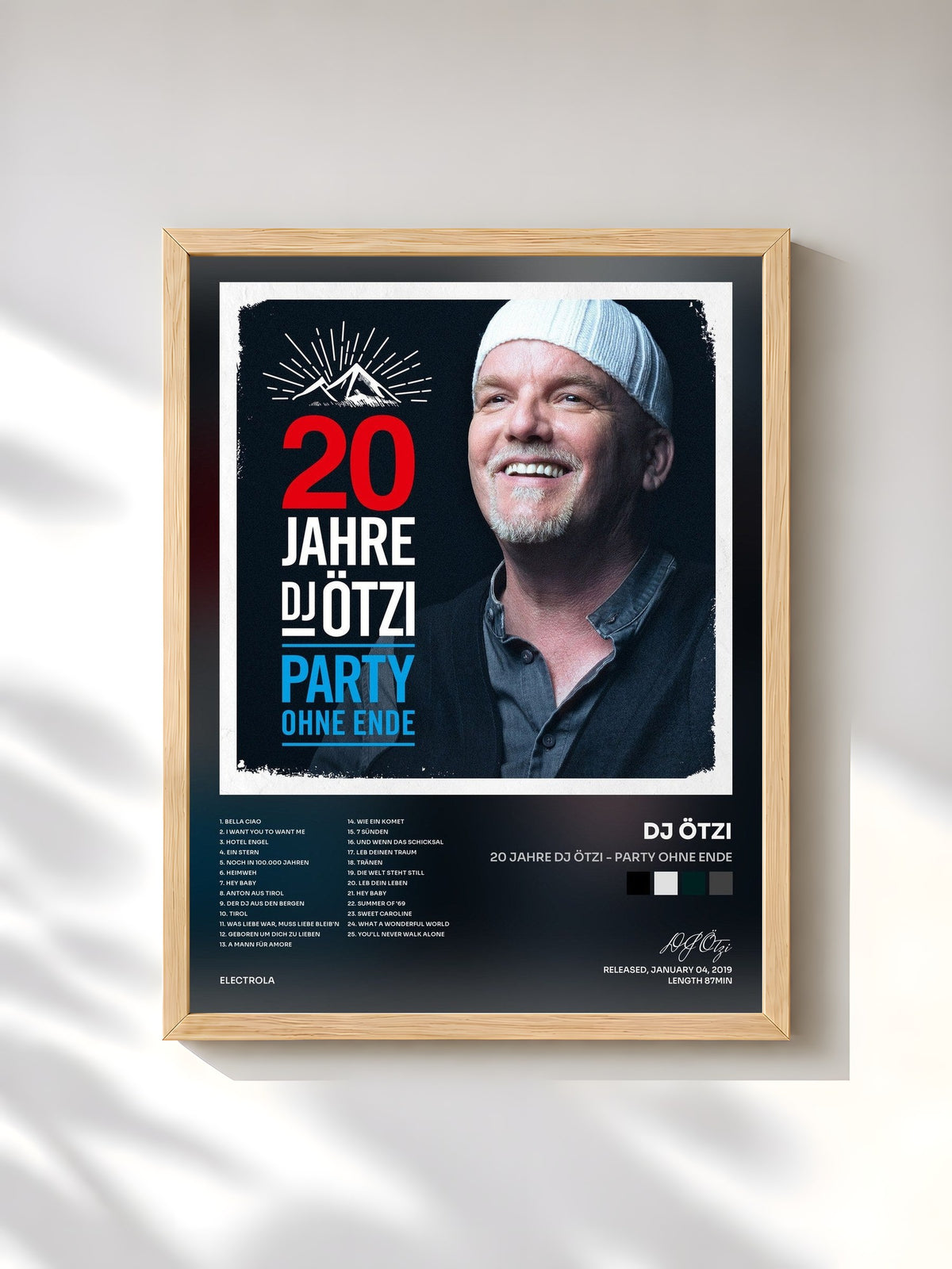 #bois Tableau de l'album 20 Jahre DJ Ötzi - Party ohne Ende de DJ Ötzi, cadre en bois brut, imprimé et encadré en France