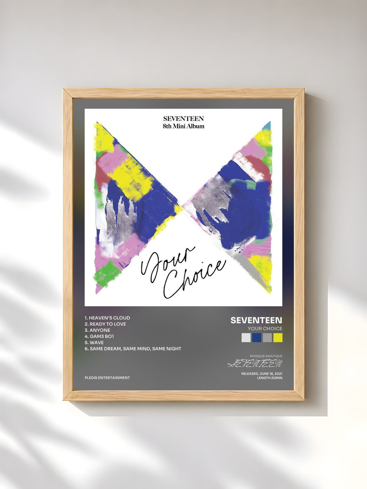 #bois Tableau de l'album Your Choice de SEVENTEEN, cadre en bois brut, imprimé et encadré en France