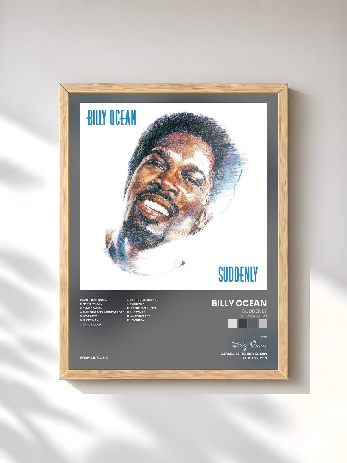#bois Tableau de l'album Suddenly (Expanded Edition) de Billy Ocean, cadre en bois brut, imprimé et encadré en France