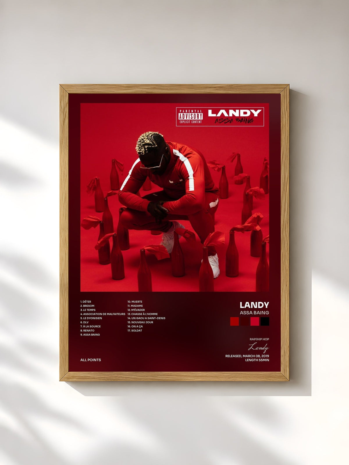 #bois Tableau de l'album Assa Baing de Landy, cadre en bois brut, imprimé et encadré en France