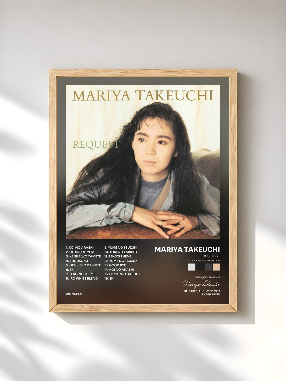 #bois Tableau de l'album REQUEST (30th Anniversary Edition) de Mariya Takeuchi, cadre en bois brut, imprimé et encadré en France