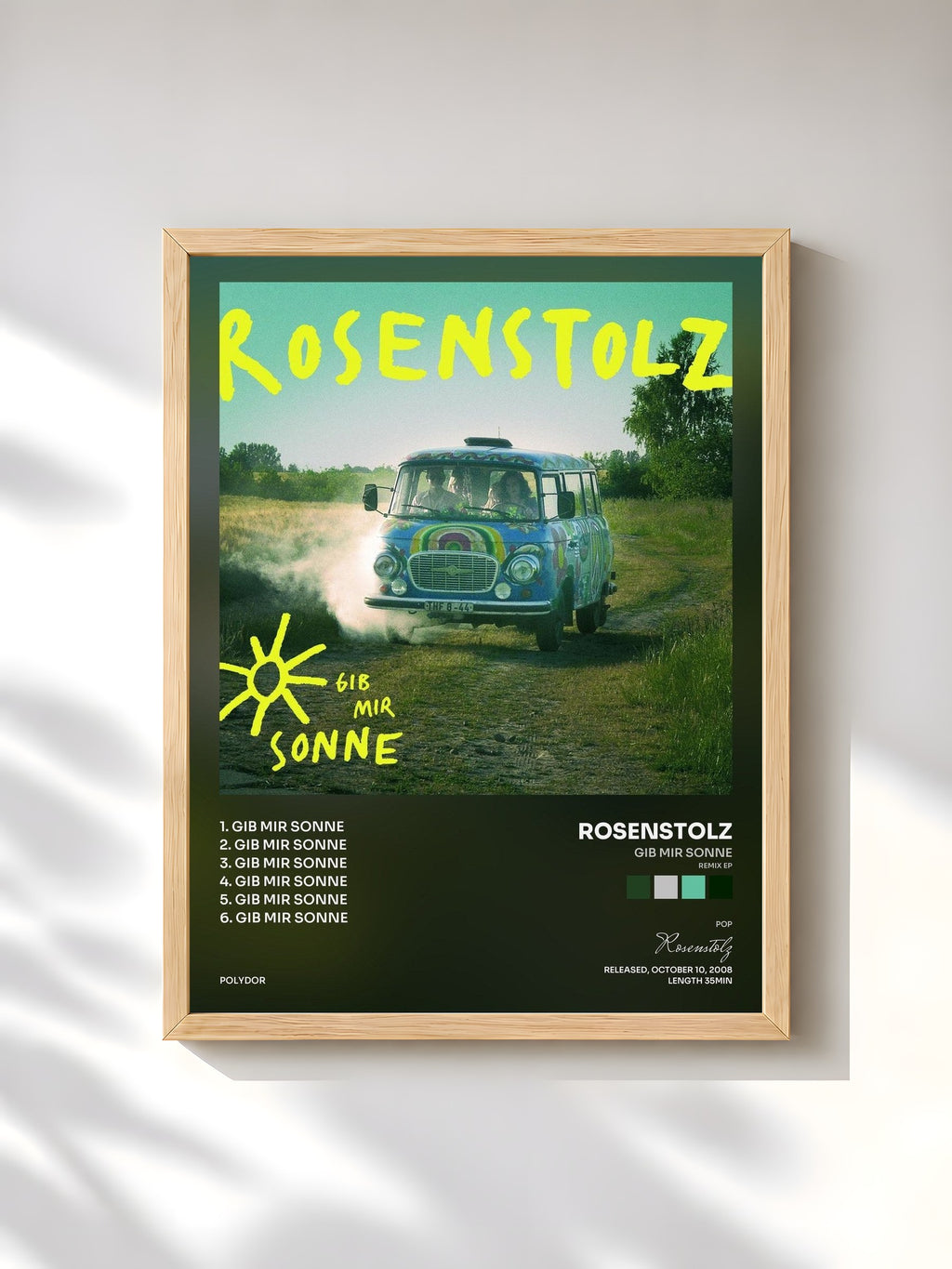 #bois Tableau de l'album Gib mir Sonne (Remix EP) de Rosenstolz, cadre en bois brut, imprimé et encadré en France