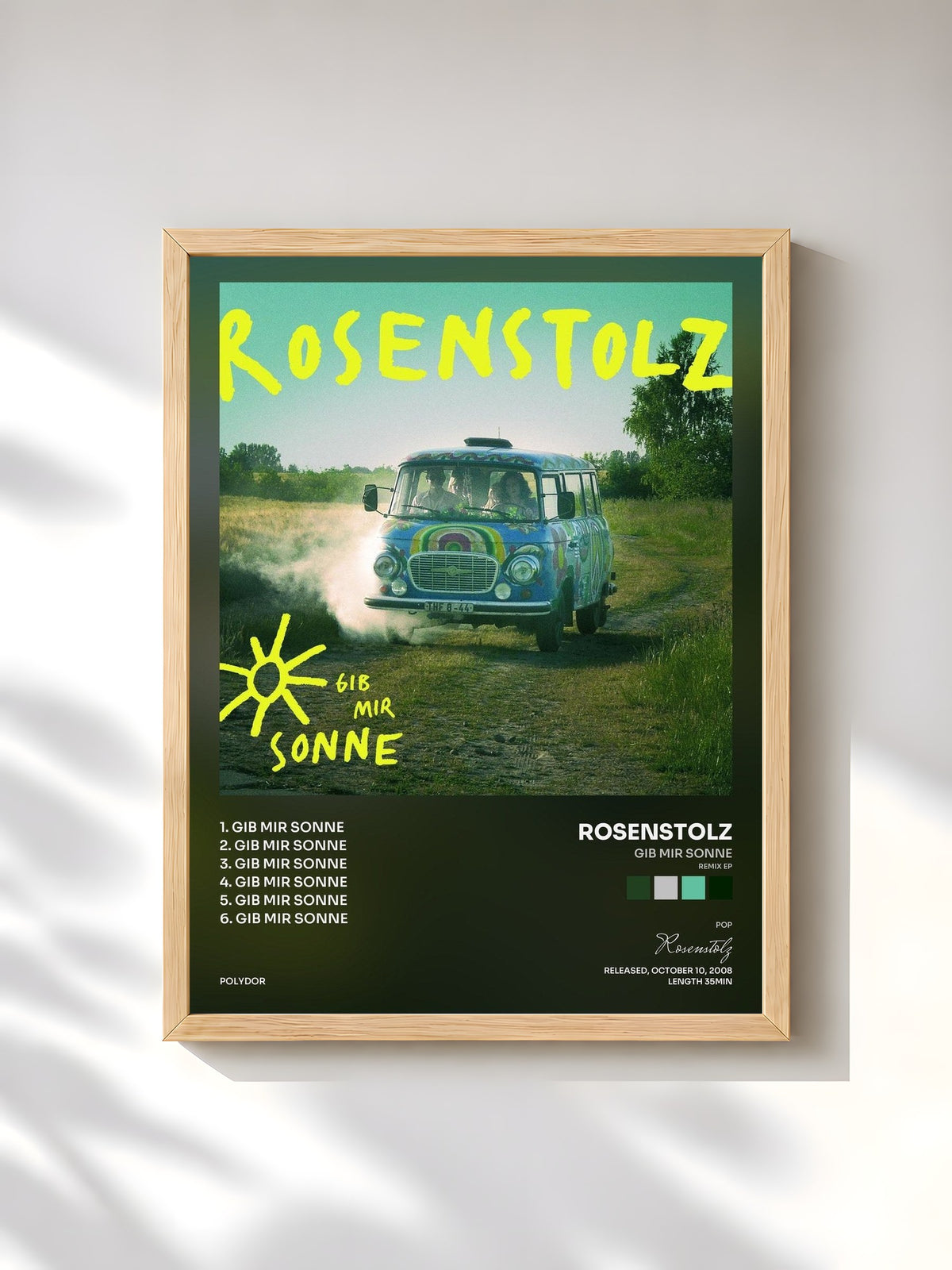#bois Tableau de l'album Gib mir Sonne (Remix EP) de Rosenstolz, cadre en bois brut, imprimé et encadré en France
