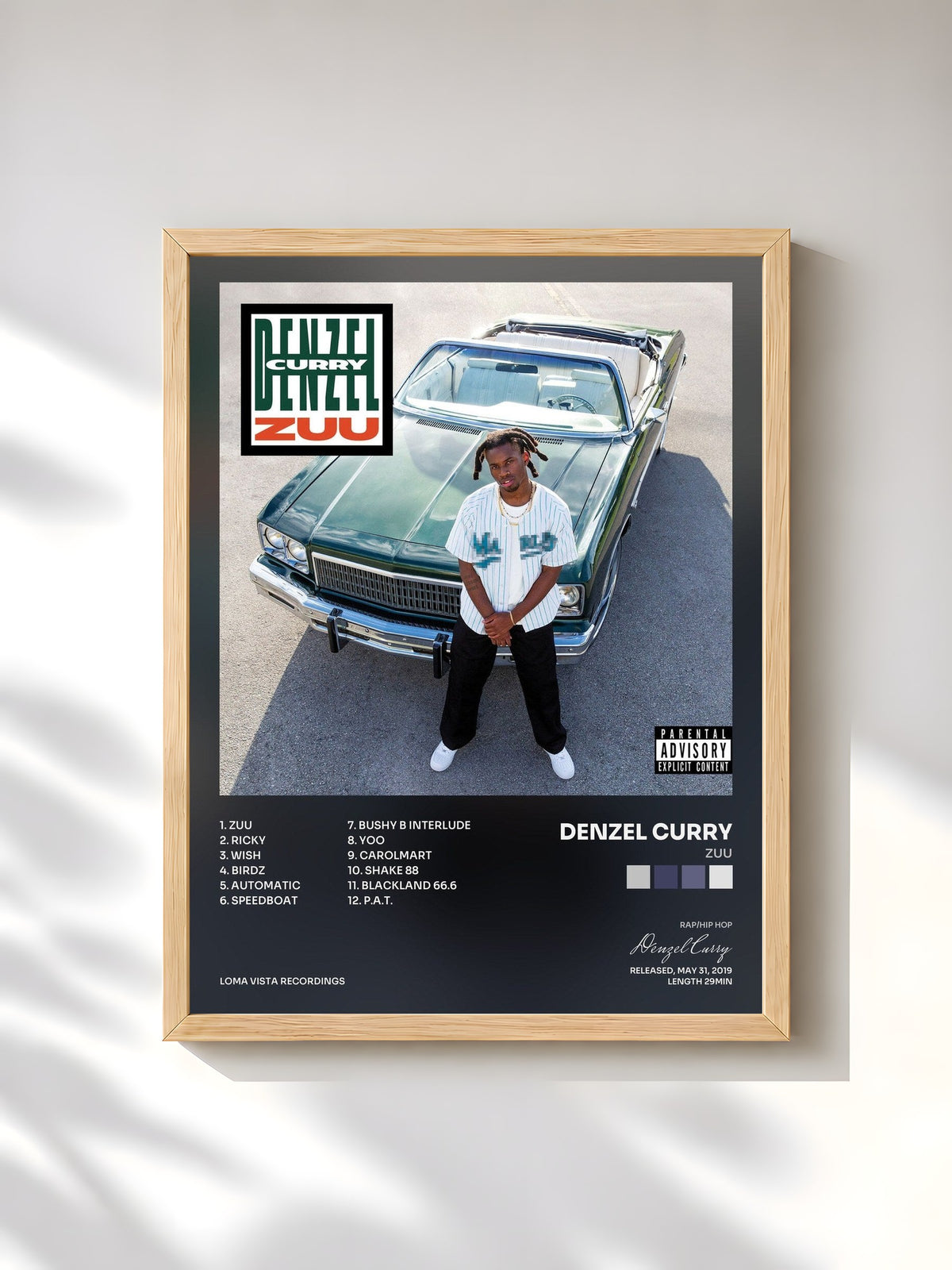 #bois Tableau de l'album ZUU de Denzel Curry, cadre en bois brut, imprimé et encadré en France
