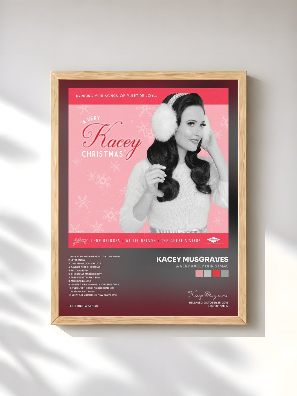 #bois Tableau de l'album A Very Kacey Christmas de Kacey Musgraves, cadre en bois brut, imprimé et encadré en France