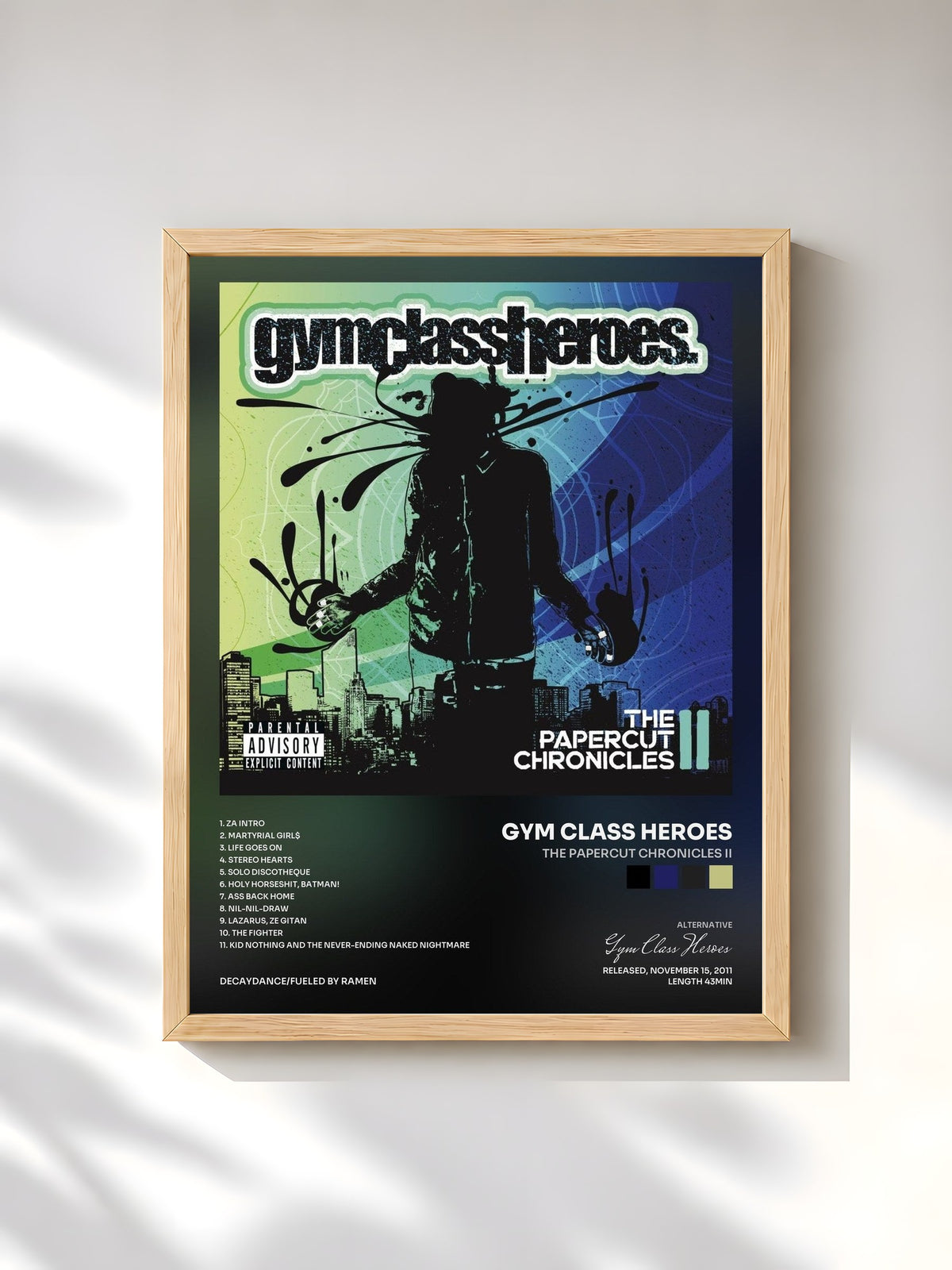 #bois Tableau de l'album The Papercut Chronicles II de Gym Class Heroes, cadre en bois brut, imprimé et encadré en France