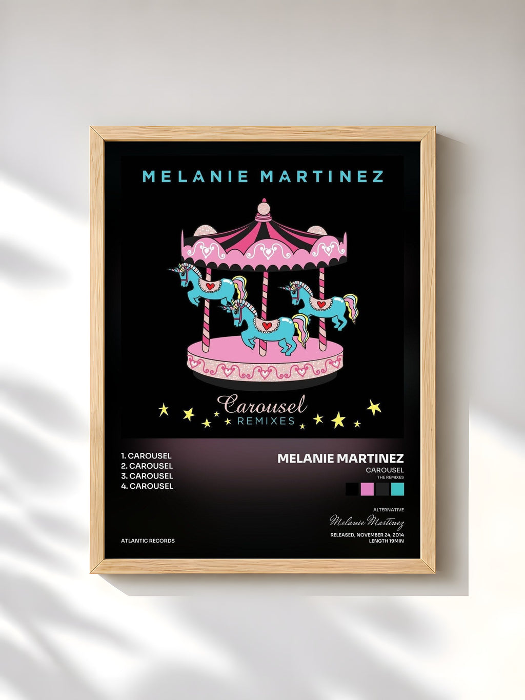 #bois Tableau de l'album Carousel (The Remixes) de Melanie Martinez, cadre en bois brut, imprimé et encadré en France