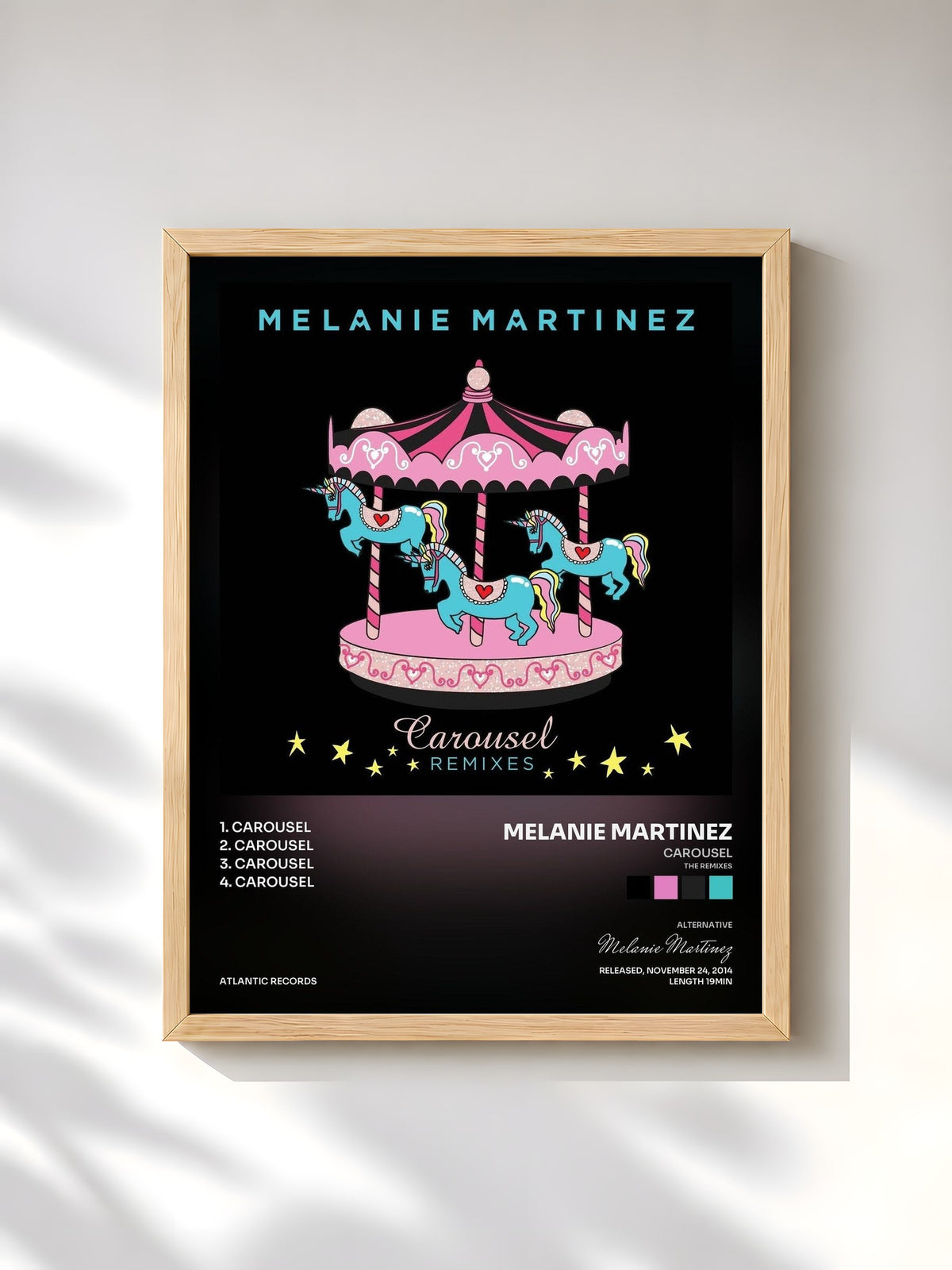 #bois Tableau de l'album Carousel (The Remixes) de Melanie Martinez, cadre en bois brut, imprimé et encadré en France