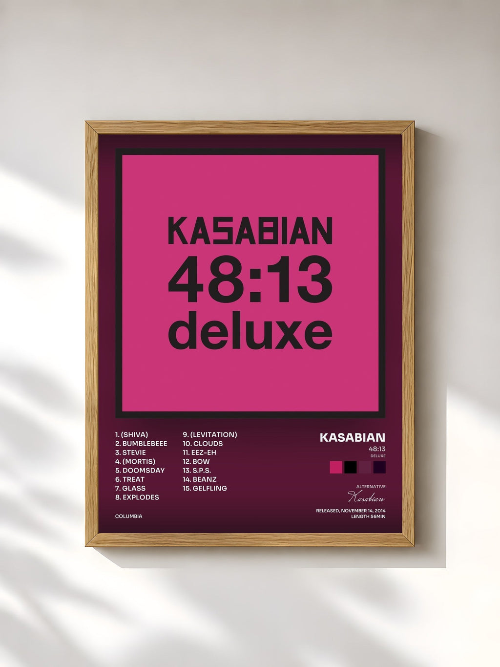 #bois Tableau de l'album 48:13 (Deluxe) de Kasabian, cadre en bois brut, imprimé et encadré en France