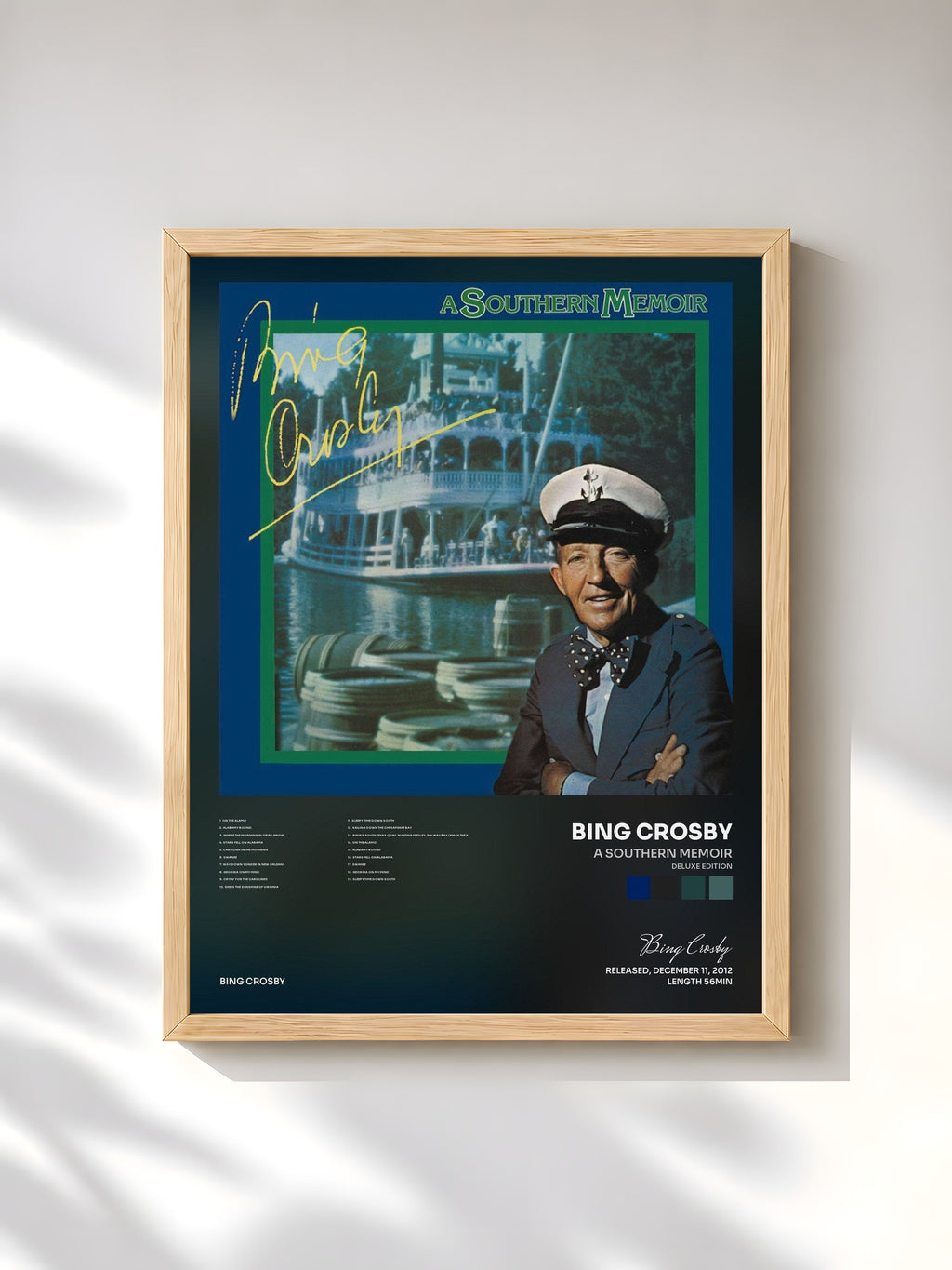#bois Tableau de l'album A Southern Memoir (Deluxe Edition) de Bing Crosby, cadre en bois brut, imprimé et encadré en France