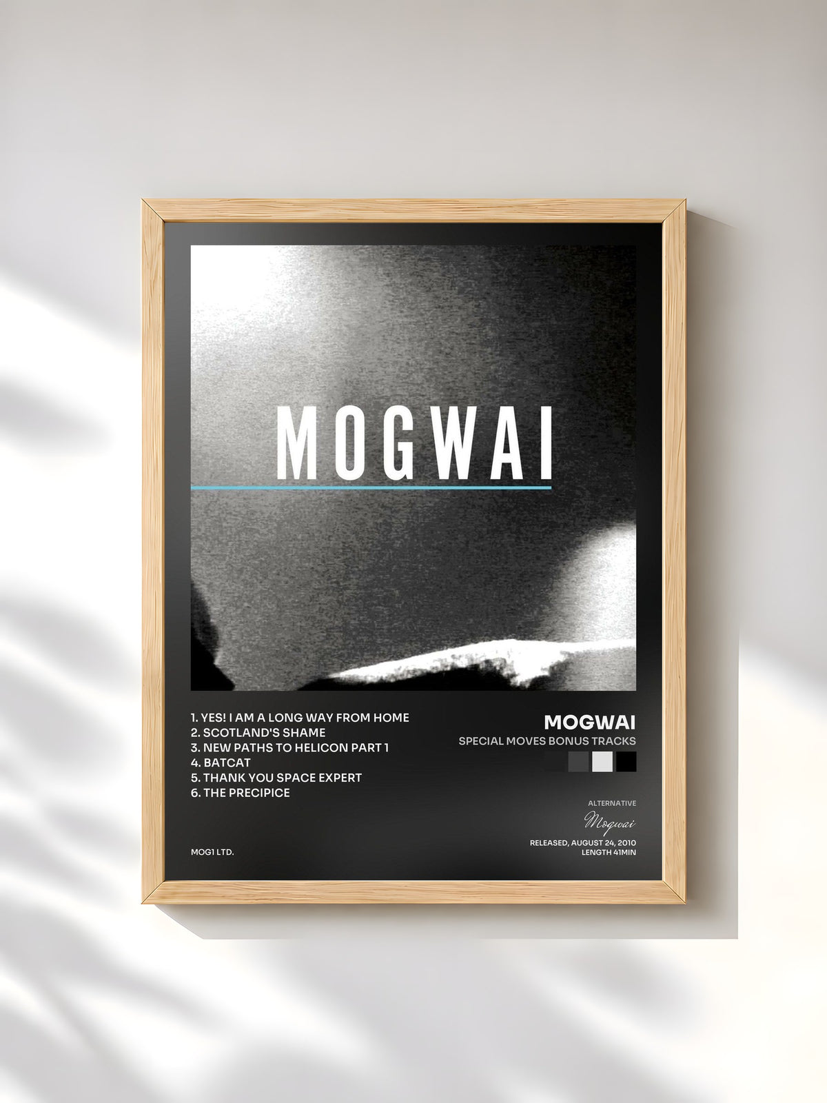 #bois Tableau de l'album Special Moves Bonus Tracks de Mogwai, cadre en bois brut, imprimé et encadré en France