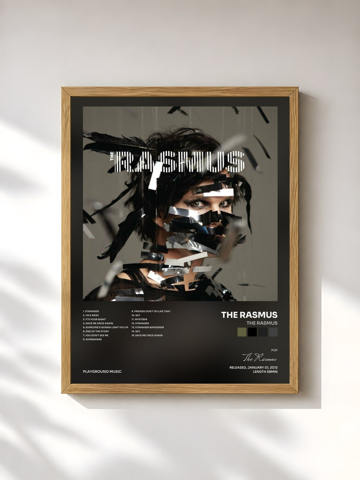 #bois Tableau de l'album The Rasmus de The Rasmus, cadre en bois brut, imprimé et encadré en France