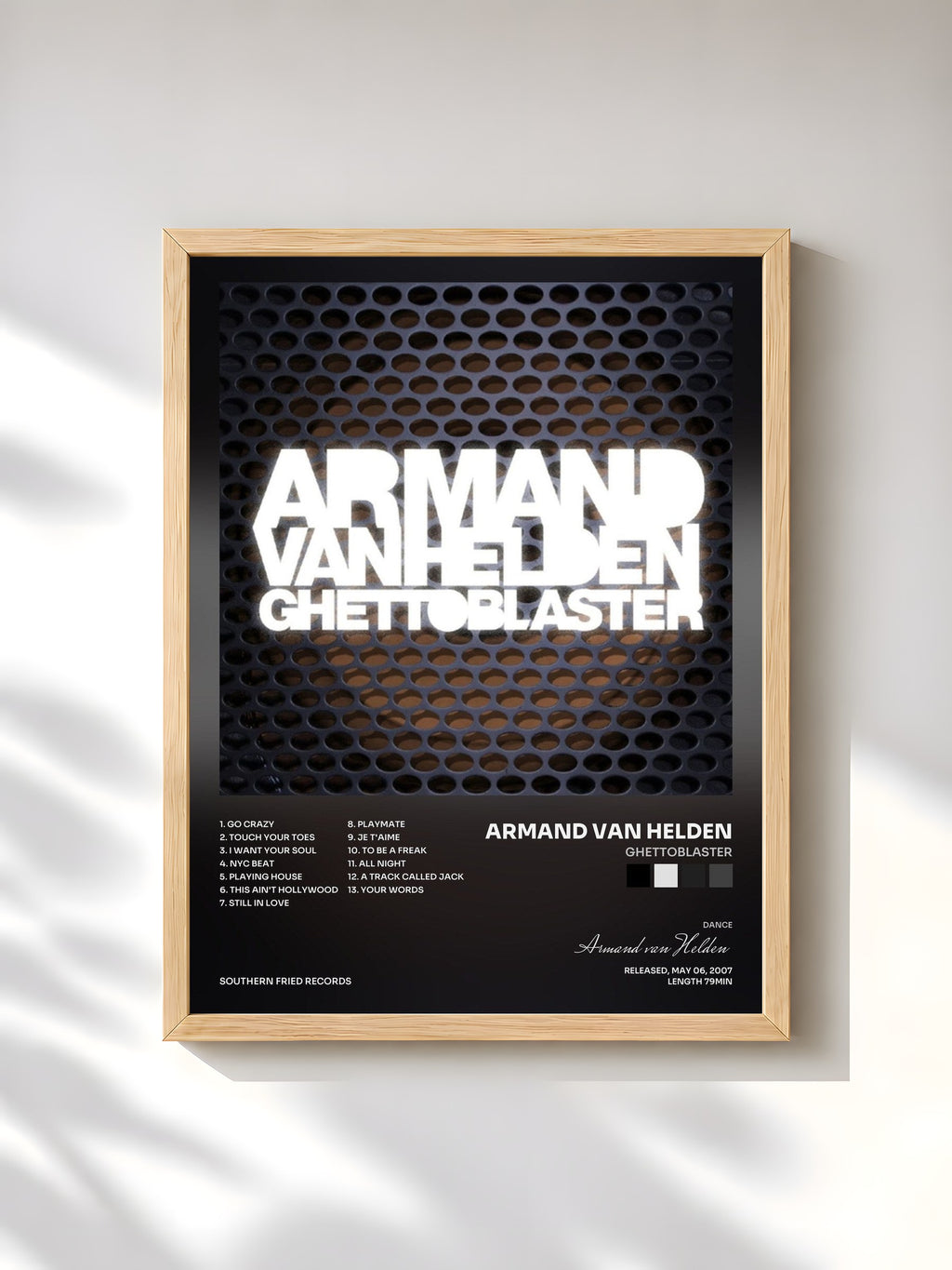 #bois Tableau de l'album Ghettoblaster de Armand van Helden, cadre en bois brut, imprimé et encadré en France