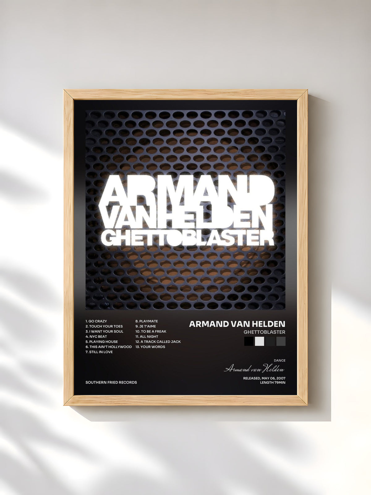 #bois Tableau de l'album Ghettoblaster de Armand van Helden, cadre en bois brut, imprimé et encadré en France