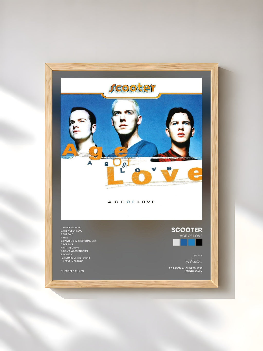 #bois Tableau de l'album Age Of Love de Scooter, cadre en bois brut, imprimé et encadré en France