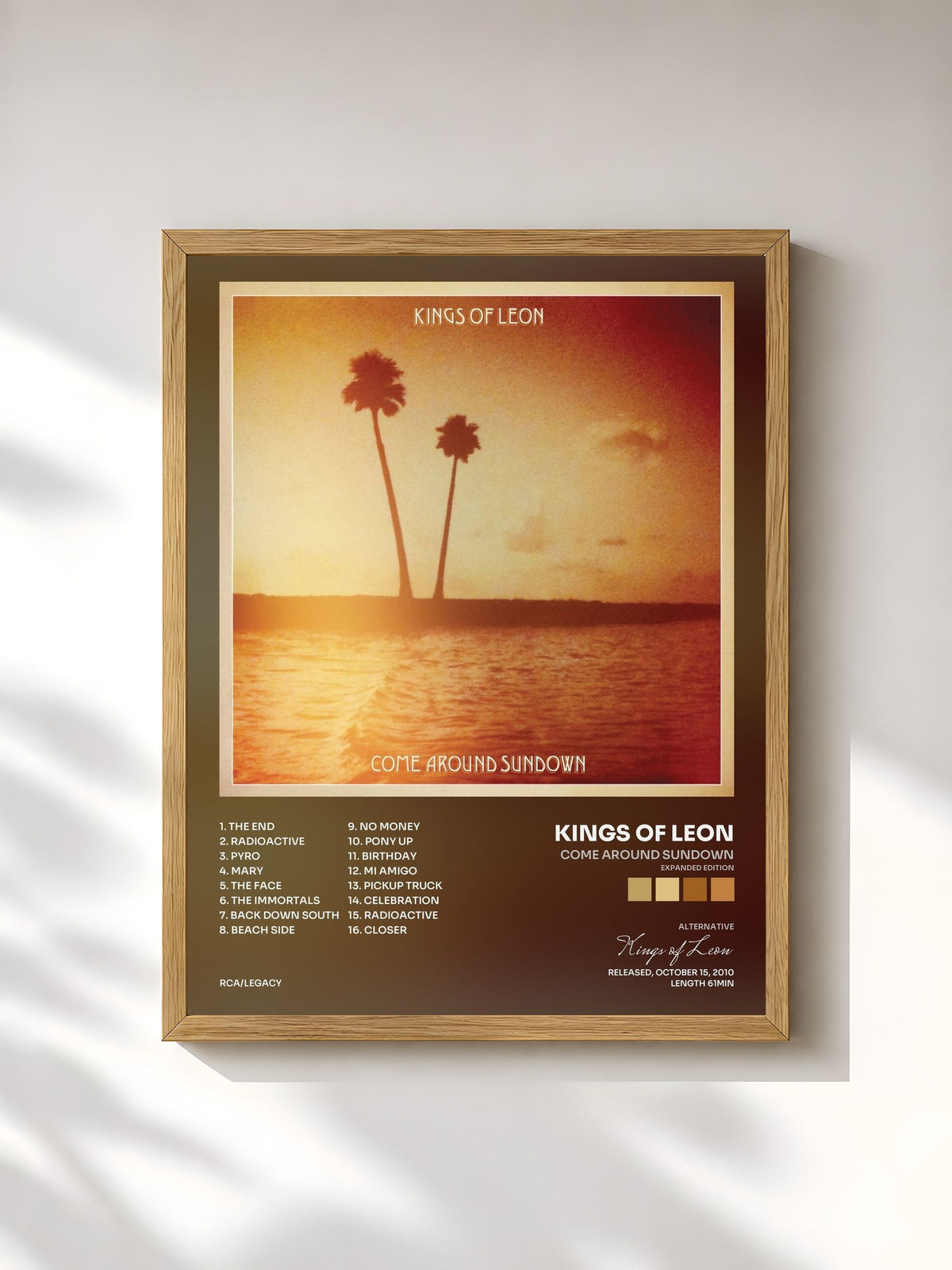 #bois Tableau de l'album Come Around Sundown (Expanded Edition) de Kings of Leon, cadre en bois brut, imprimé et encadré en France