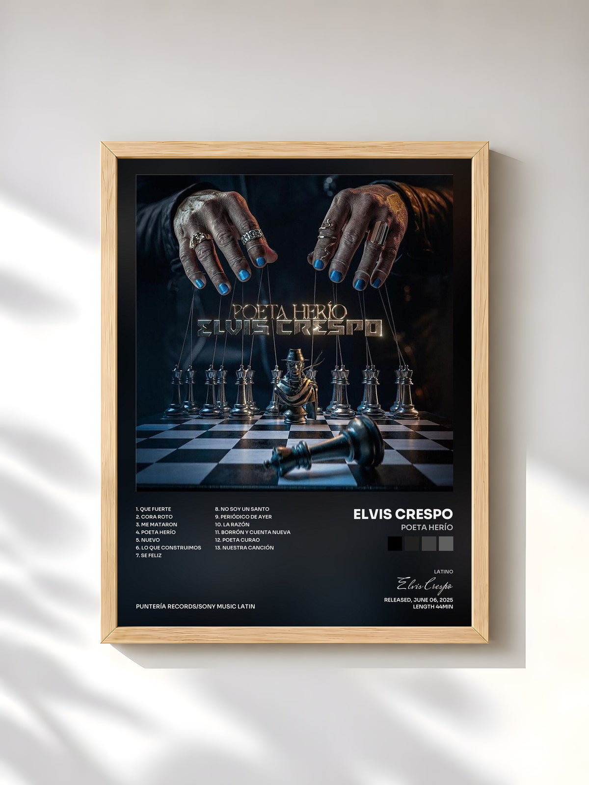 #bois Tableau de l'album Poeta Herío de Elvis Crespo, cadre en bois brut, imprimé et encadré en France