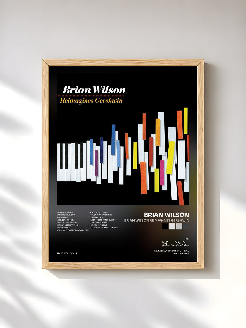 #bois Tableau de l'album Brian Wilson Reimagines Gershwin de Brian Wilson, cadre en bois brut, imprimé et encadré en France