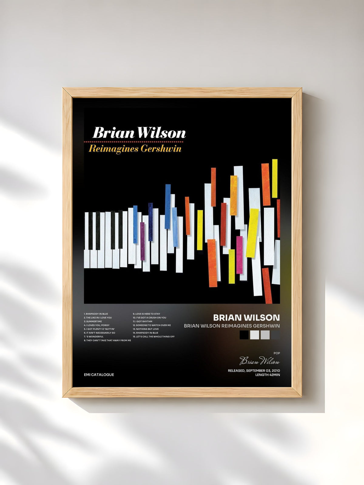 #bois Tableau de l'album Brian Wilson Reimagines Gershwin de Brian Wilson, cadre en bois brut, imprimé et encadré en France