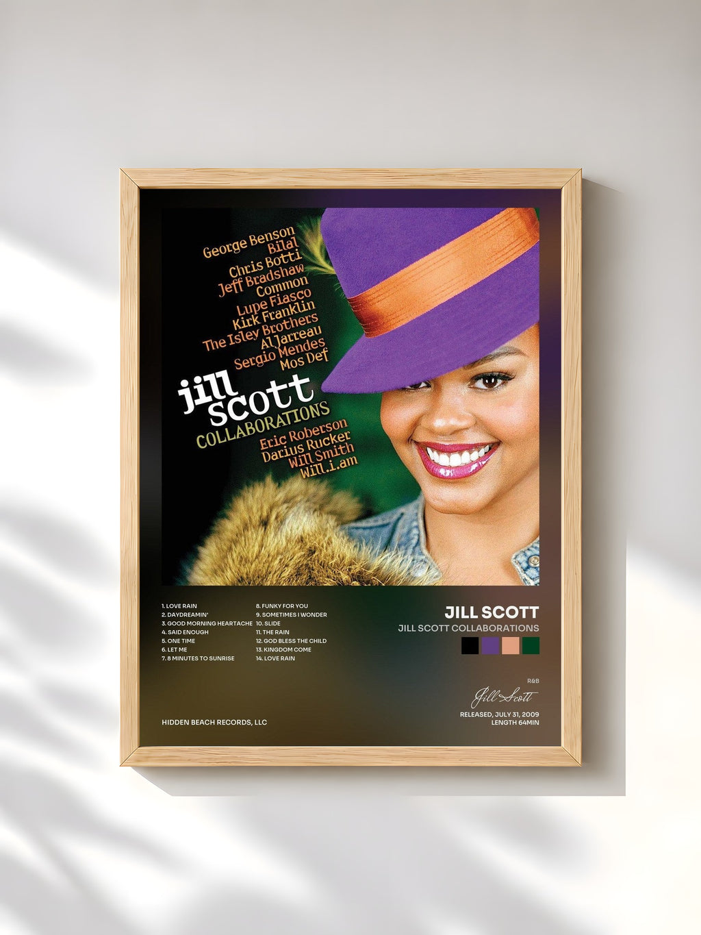#bois Tableau de l'album Jill Scott Collaborations de Jill Scott, cadre en bois brut, imprimé et encadré en France
