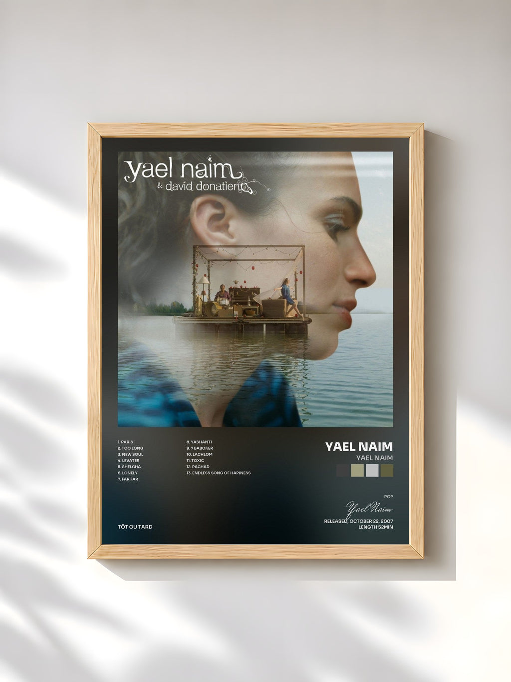 #bois Tableau de l'album Yael Naim de Yael Naim, cadre en bois brut, imprimé et encadré en France