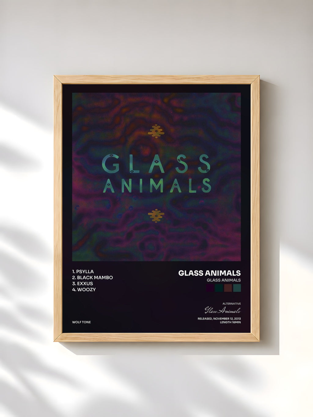 #bois Tableau de l'album Glass Animals de Glass Animals, cadre en bois brut, imprimé et encadré en France