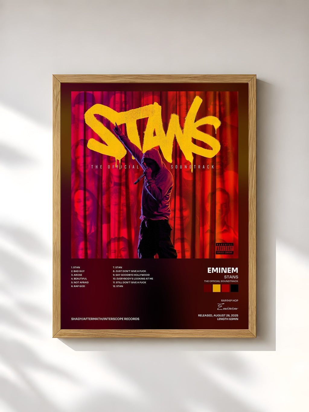 #bois Tableau de l'album STANS (The Official Soundtrack) de Eminem, cadre en bois brut, imprimé et encadré en France