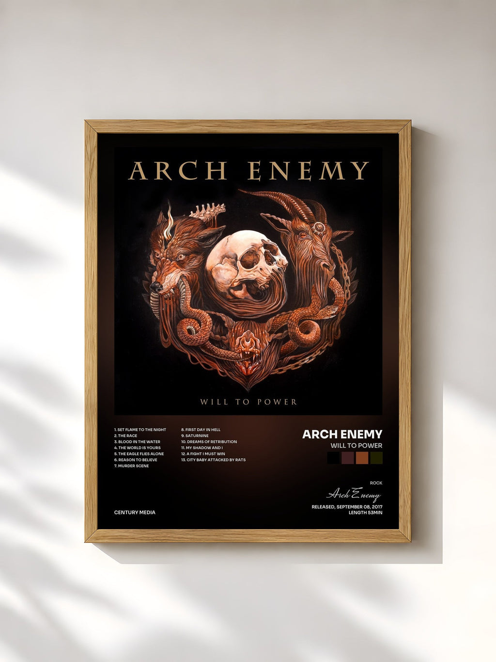 #bois Tableau de l'album Will To Power de Arch Enemy, cadre en bois brut, imprimé et encadré en France
