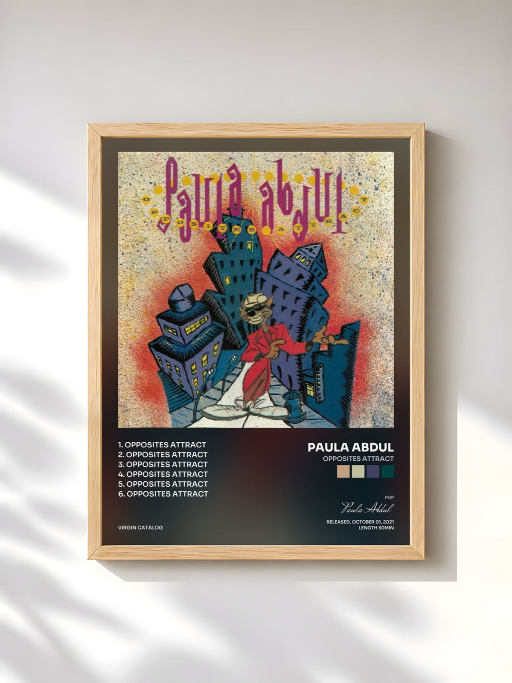 #bois Tableau de l'album Opposites Attract de Paula Abdul, cadre en bois brut, imprimé et encadré en France