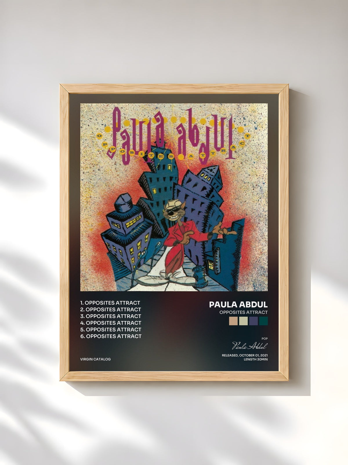 #bois Tableau de l'album Opposites Attract de Paula Abdul, cadre en bois brut, imprimé et encadré en France