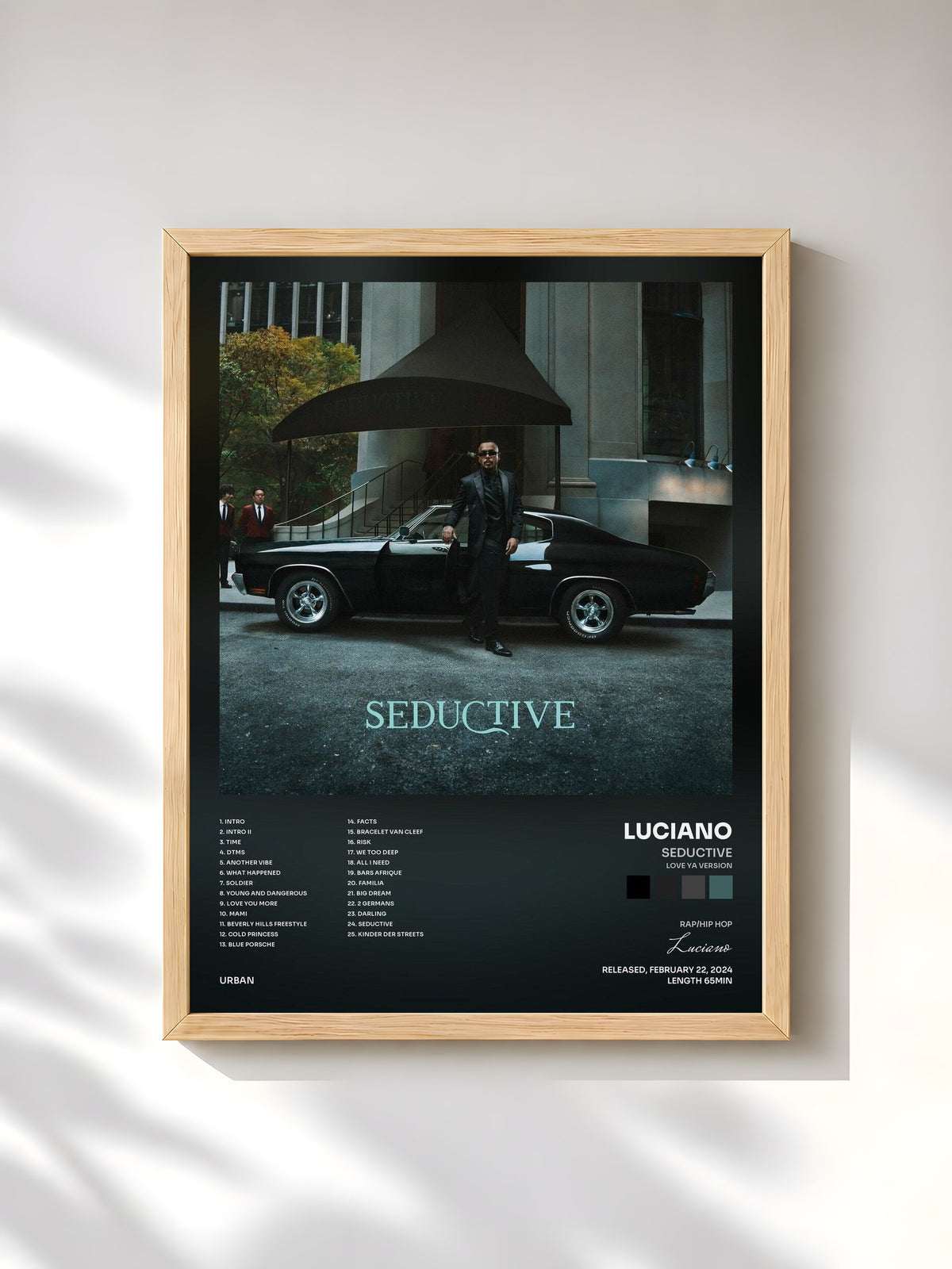 #bois Tableau de l'album Seductive (Love Ya Version) de Luciano, cadre en bois brut, imprimé et encadré en France