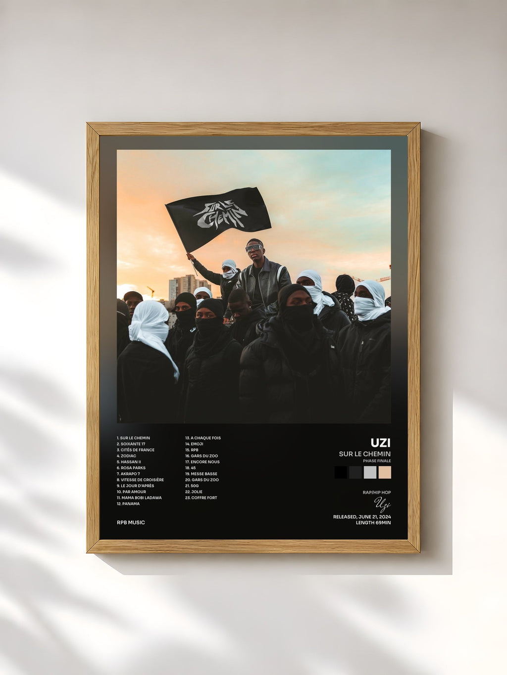 #bois Tableau de l'album SUR LE CHEMIN (Phase finale) de UZI, cadre en bois brut, imprimé et encadré en France