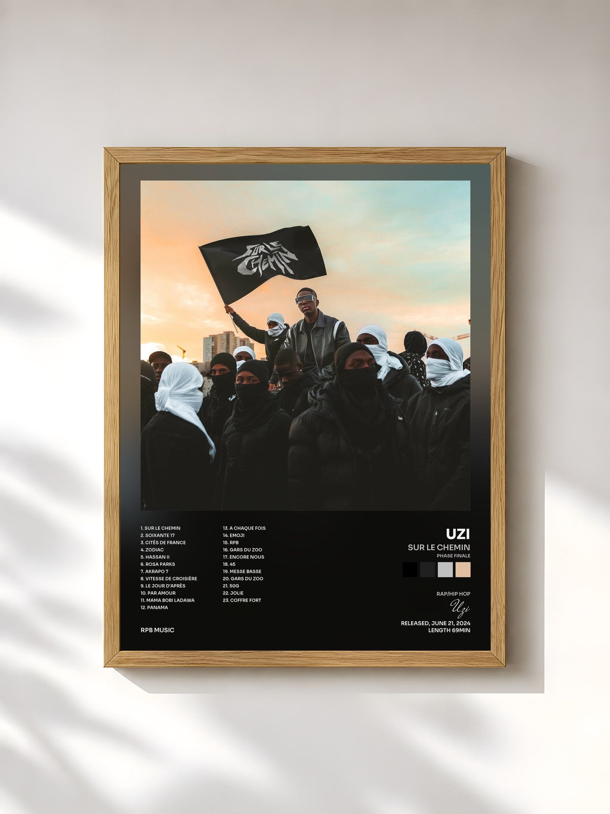 #bois Tableau de l'album SUR LE CHEMIN (Phase finale) de UZI, cadre en bois brut, imprimé et encadré en France