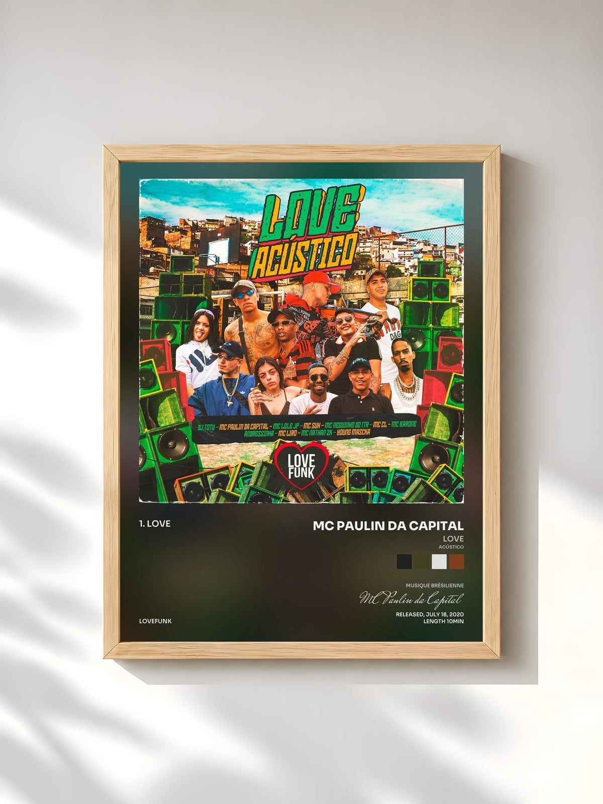 #bois Tableau de l'album Love (Acústico) de MC Paulin da Capital, cadre en bois brut, imprimé et encadré en France