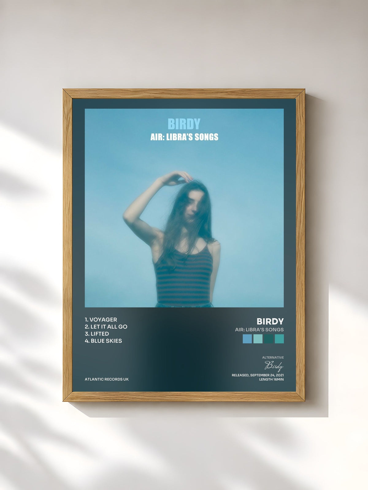 #bois Tableau de l'album Air: Libra's Songs de Birdy, cadre en bois brut, imprimé et encadré en France
