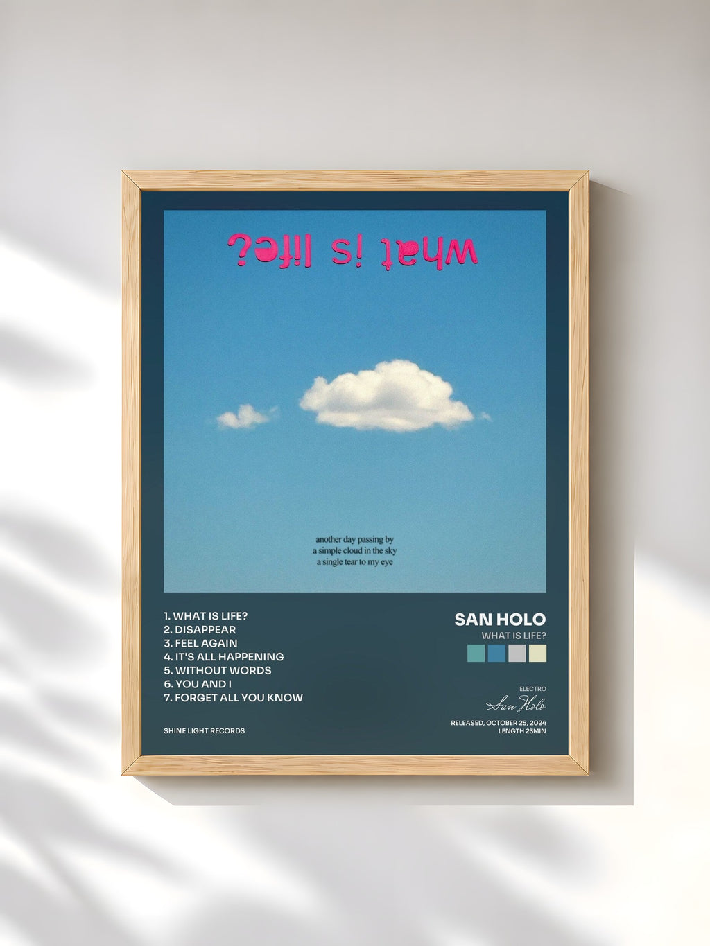 #bois Tableau de l'album what is life? de San Holo, cadre en bois brut, imprimé et encadré en France