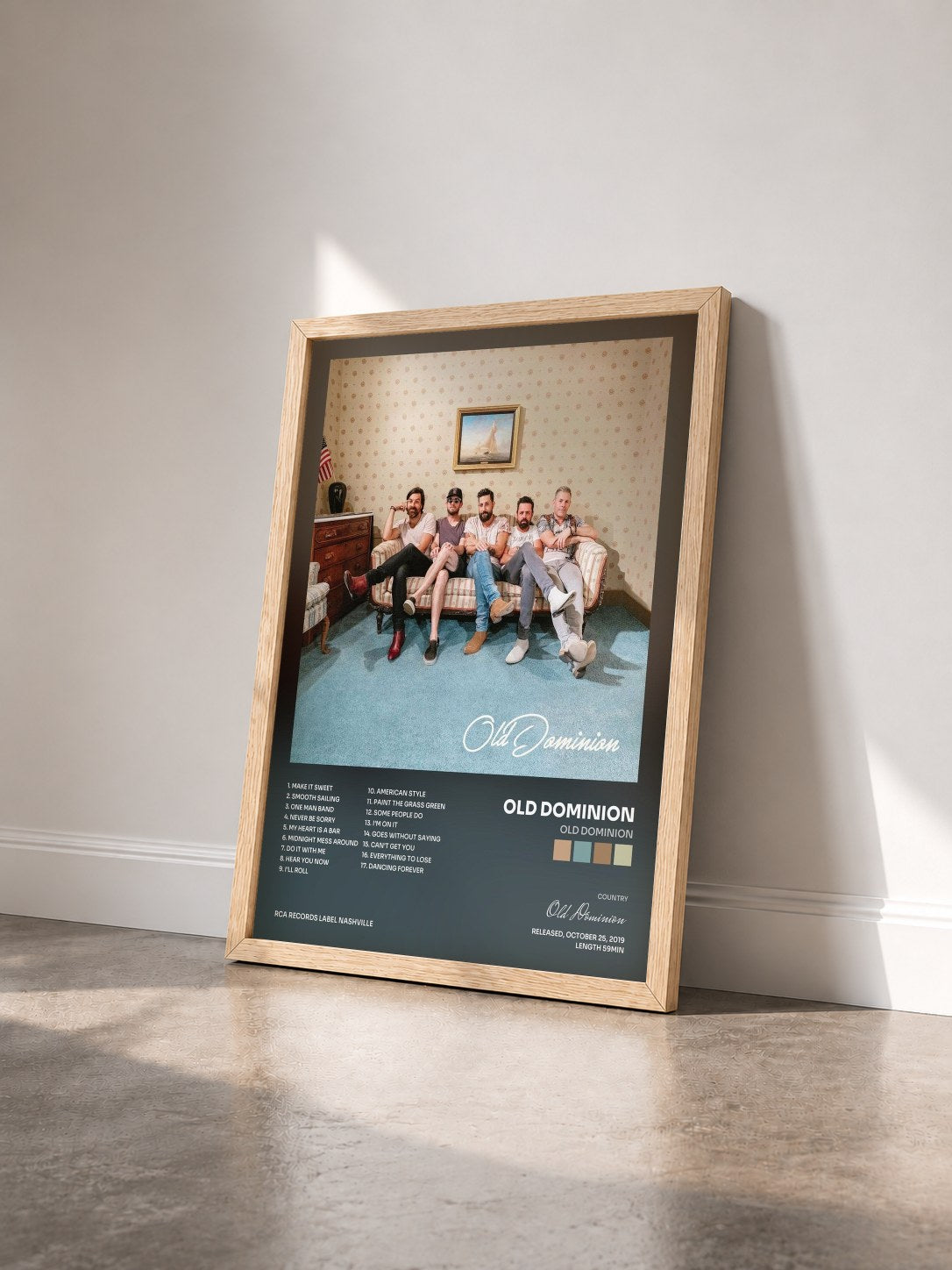 #bois Tableau de l'album Old Dominion de Old Dominion vu de trois quarts, cadre en bois brut