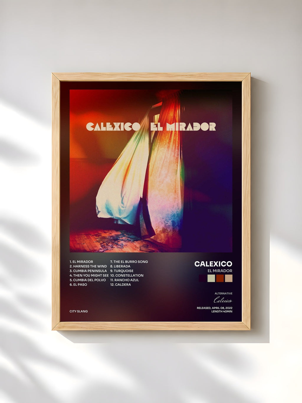 #bois Tableau de l'album El Mirador de Calexico, cadre en bois brut, imprimé et encadré en France