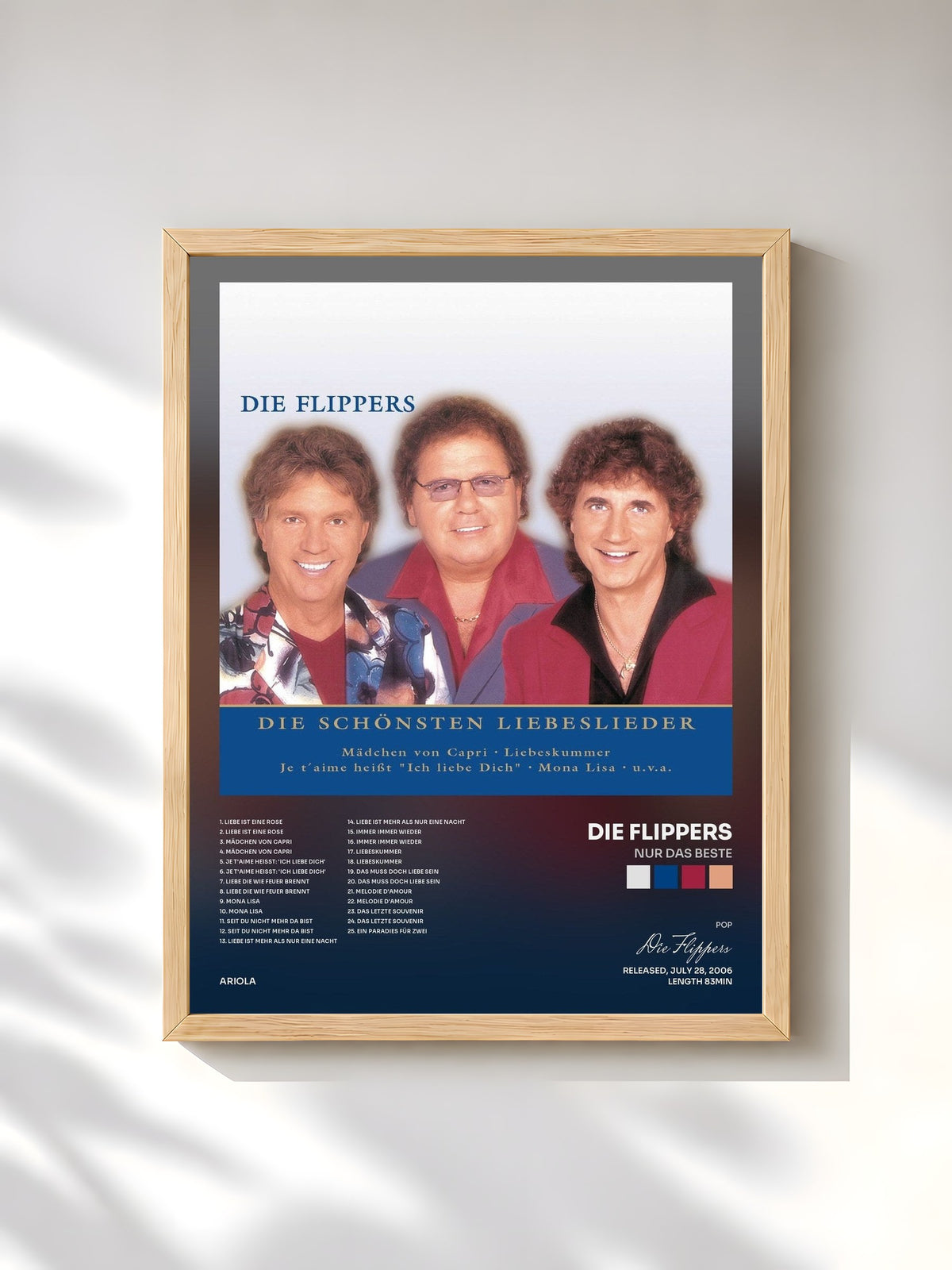 #bois Tableau de l'album Nur das Beste de Die Flippers, cadre en bois brut, imprimé et encadré en France