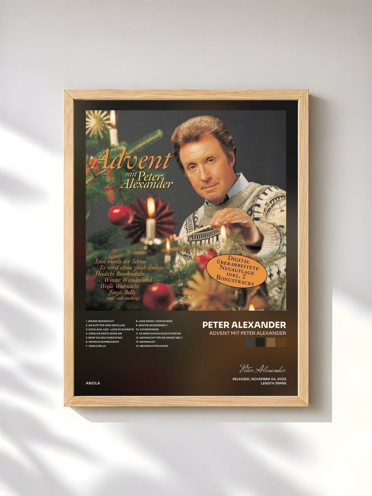 #bois Tableau de l'album Advent mit Peter Alexander de Peter Alexander, cadre en bois brut, imprimé et encadré en France